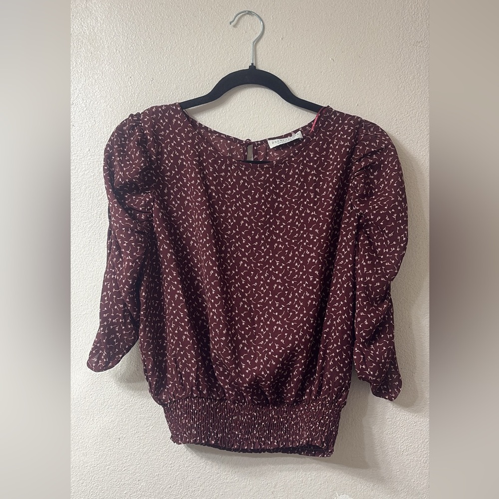 Paper Crane Maroon Patterned Blouse